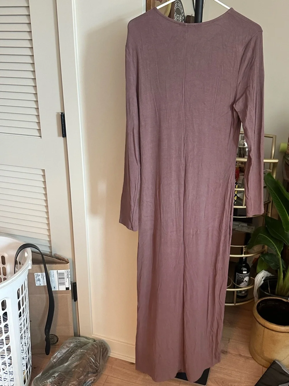 Anthropologie Bordeaux Long-Sleeve Maxi Dress
